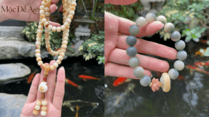 Lục Tự Xanh Sen Gỗ và Vạn Kim Tiền 108 hạt phù hợp cho thiền định và sử dụng hằng ngày